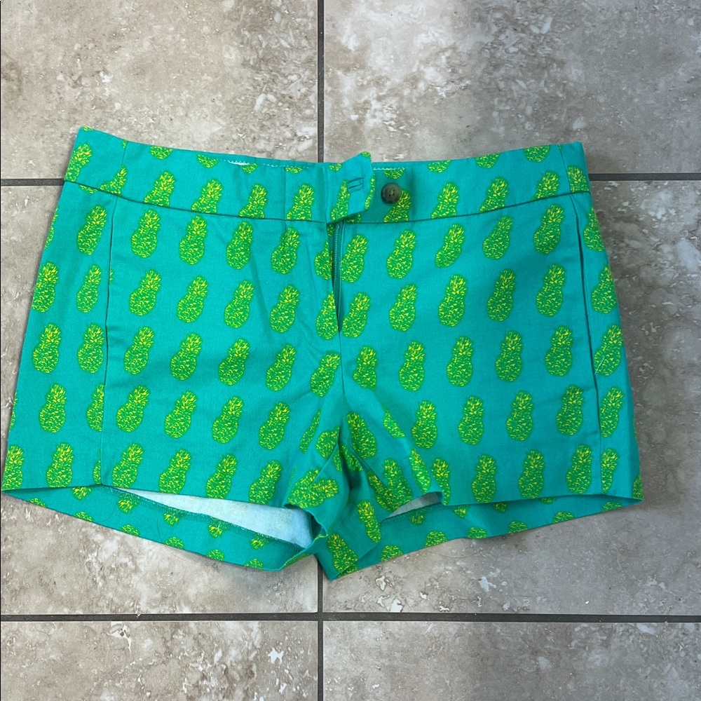 J. Crew Turquoise Pineapple Print High Waist Shorts